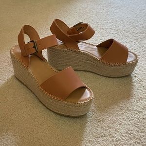 Soludos Minorca Leather Espadrille Platform Sandals Nude - Size 7